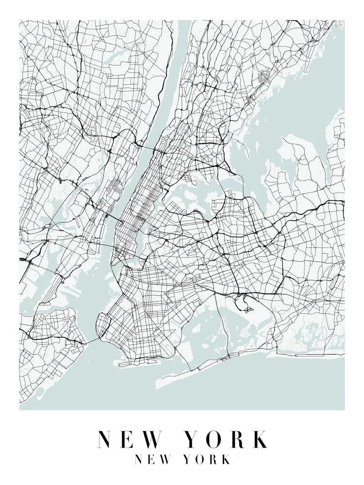 New York New York Street Map Minimal Color