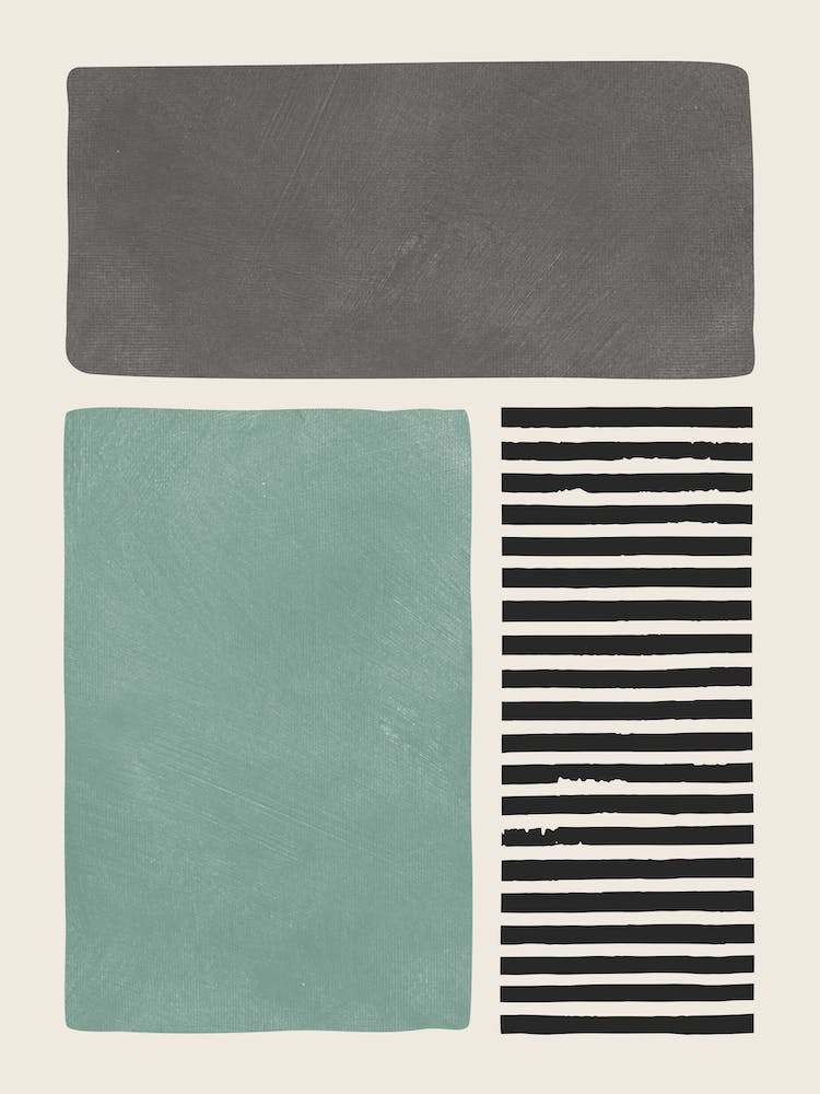 Modern Black Lines Light Blue Green