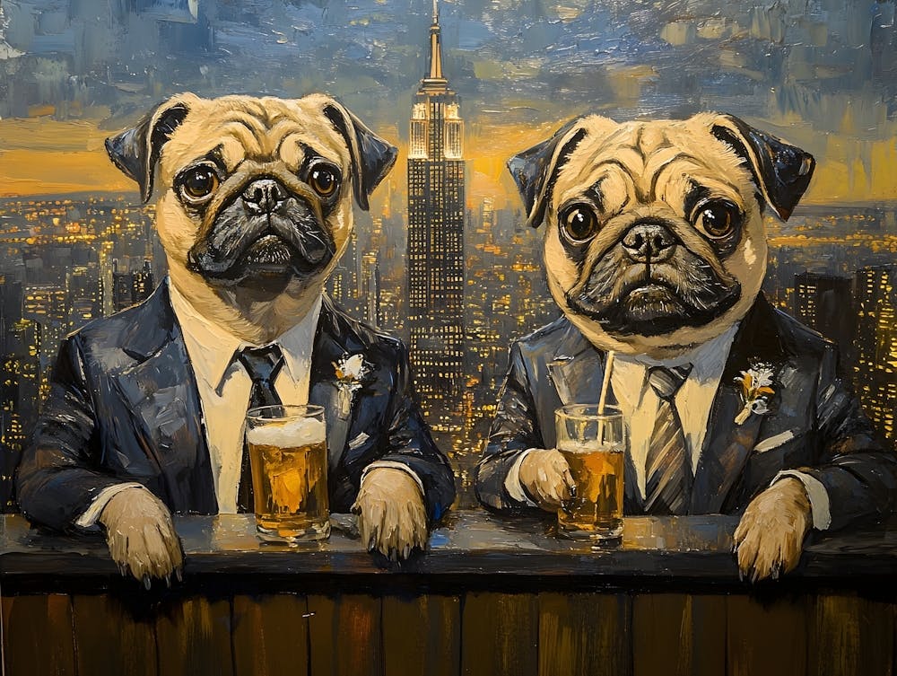 Gentleman Pugs At Nyc Rooftop Bar 5