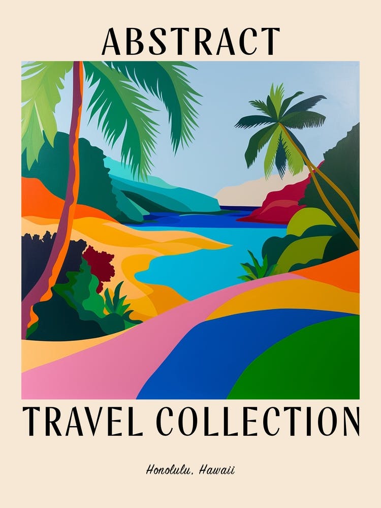 Abstract Travel Collection Poster Honolulu Usa 2