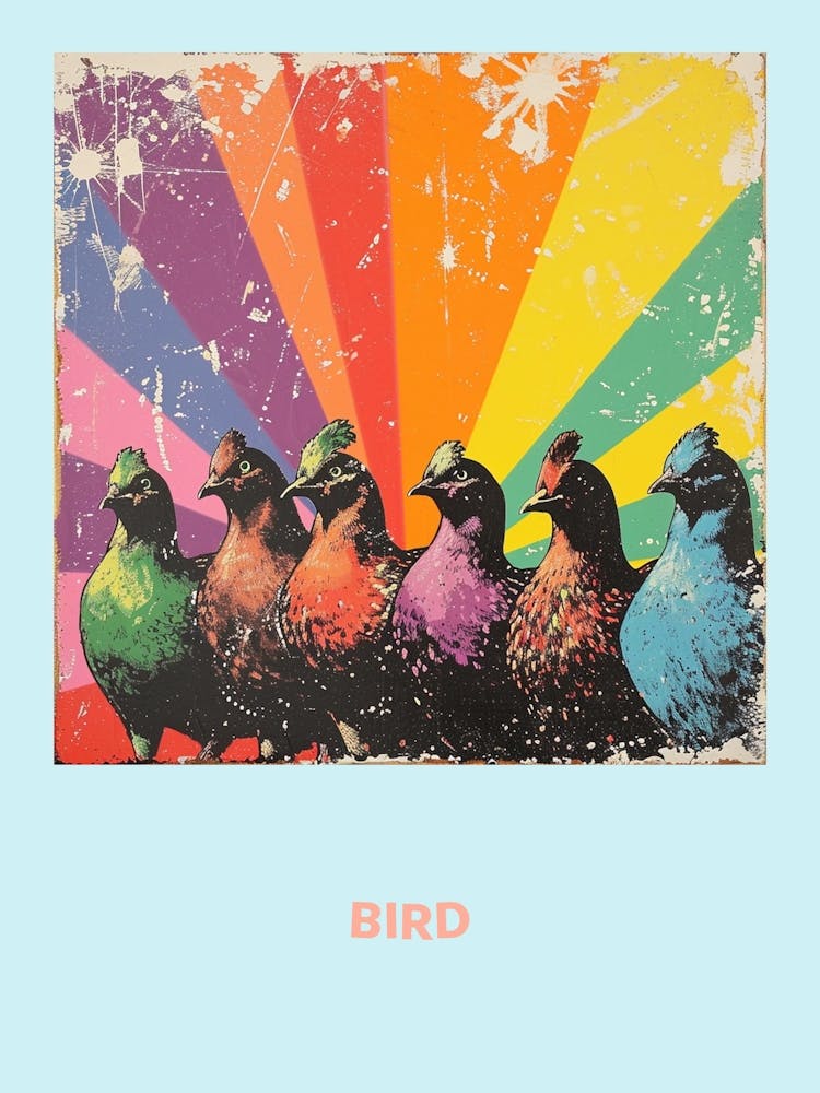 Bird Textured Rainbow Poster