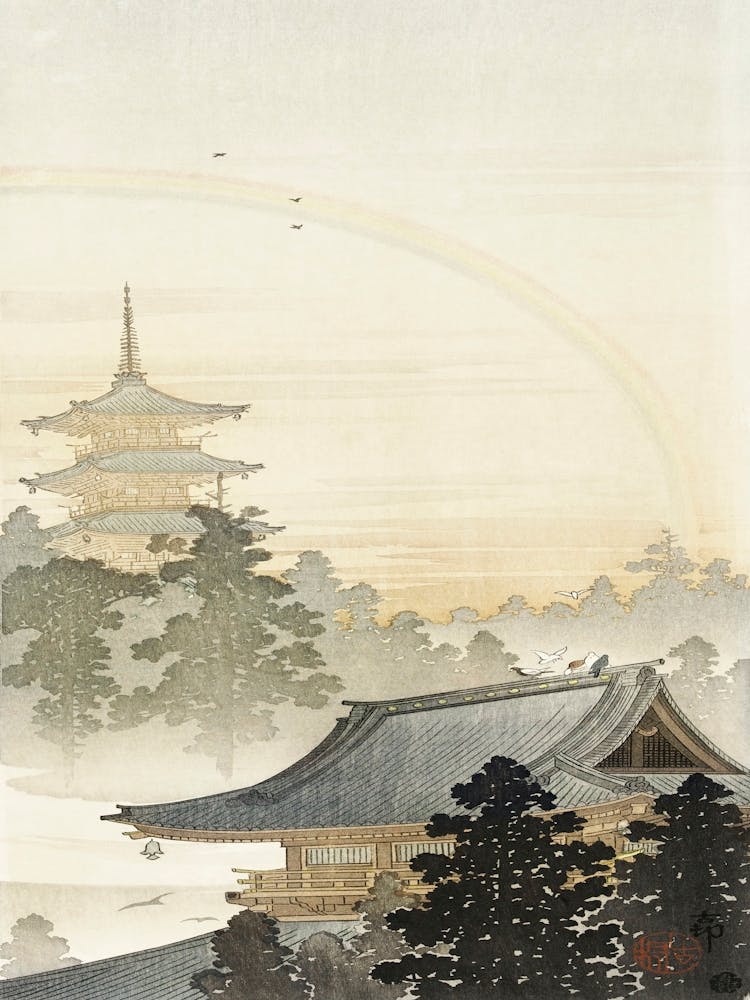 Pagoda And Rainbow (1900 1910), Ohara Koson