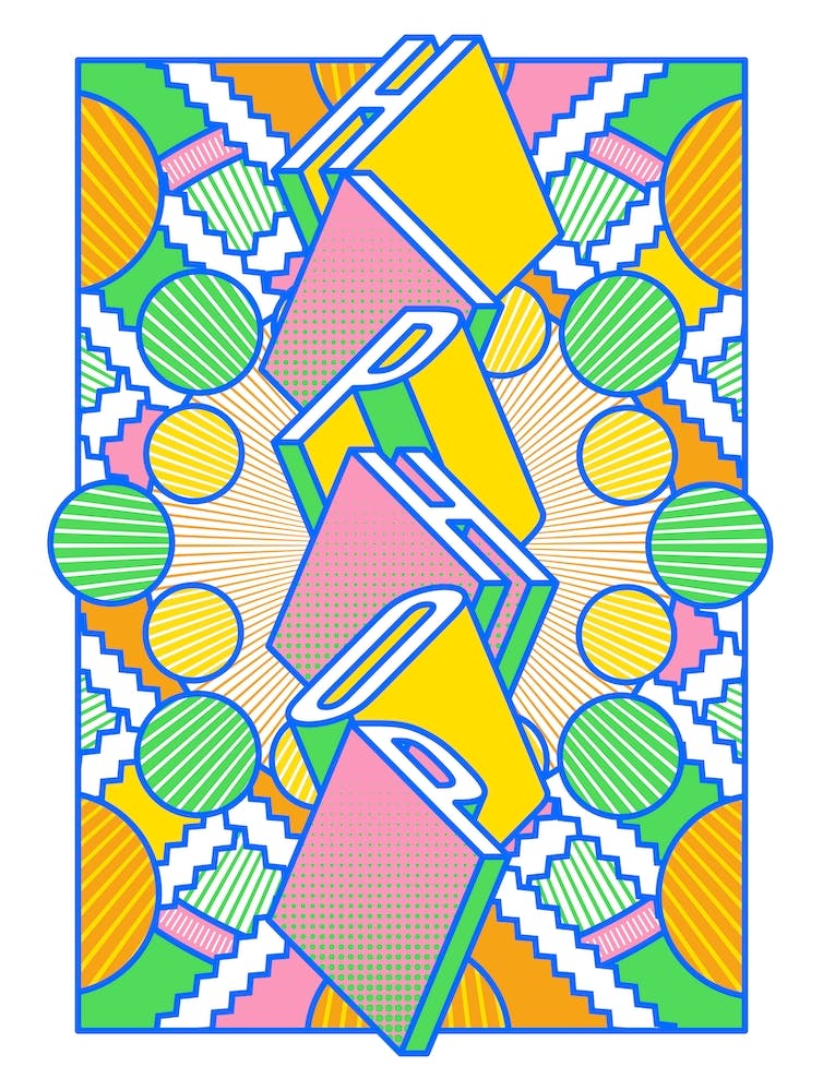 Hop Hop Music typography in bold neon colours