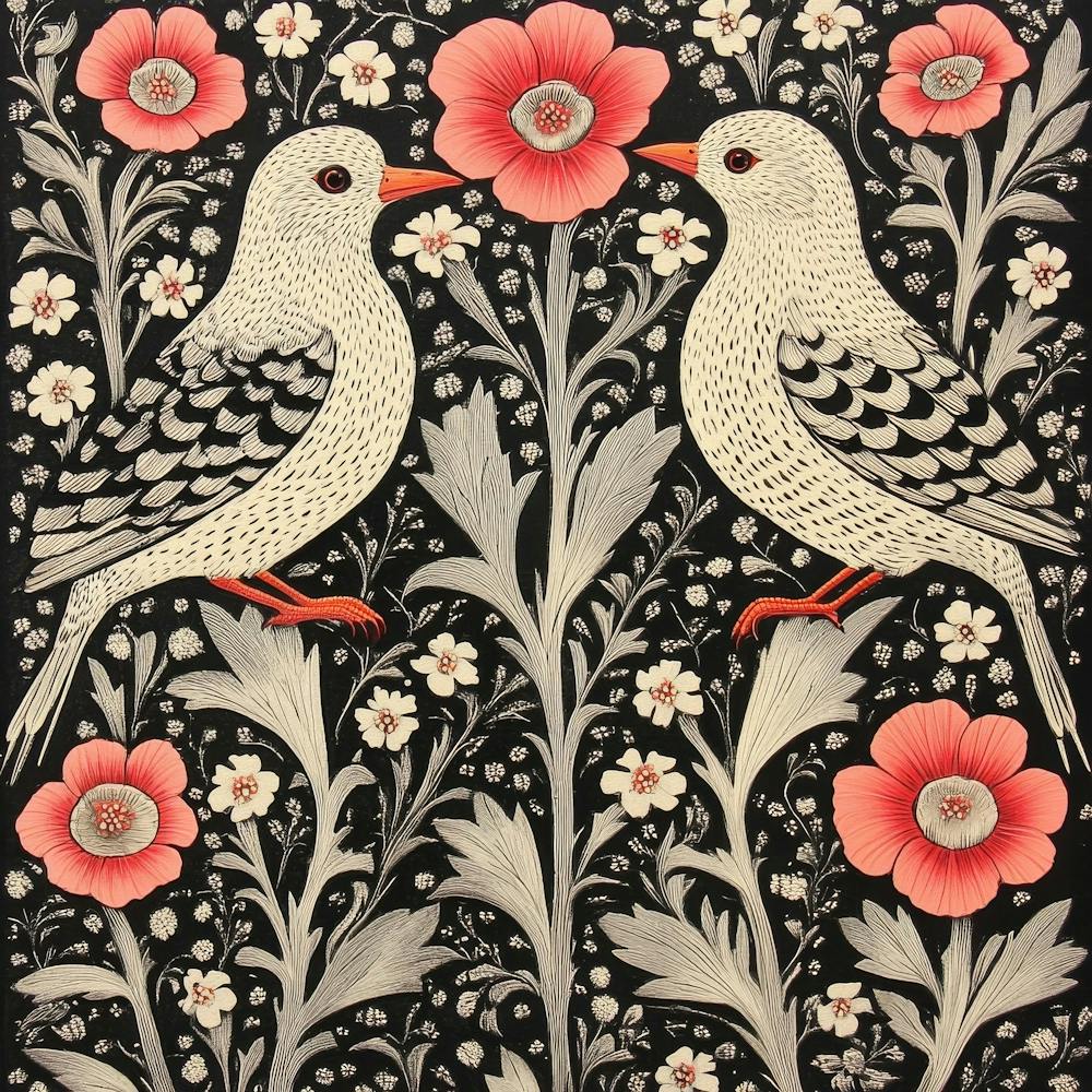 Birds On A Black Background Art