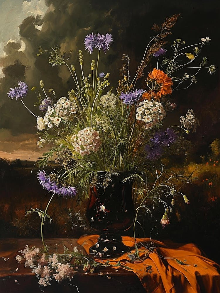 Baroque Floral Still Life Scabiosa 4