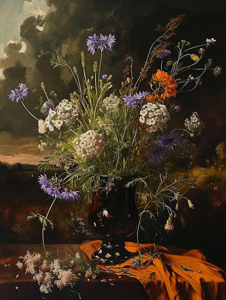 Baroque Floral Still Life Scabiosa 4