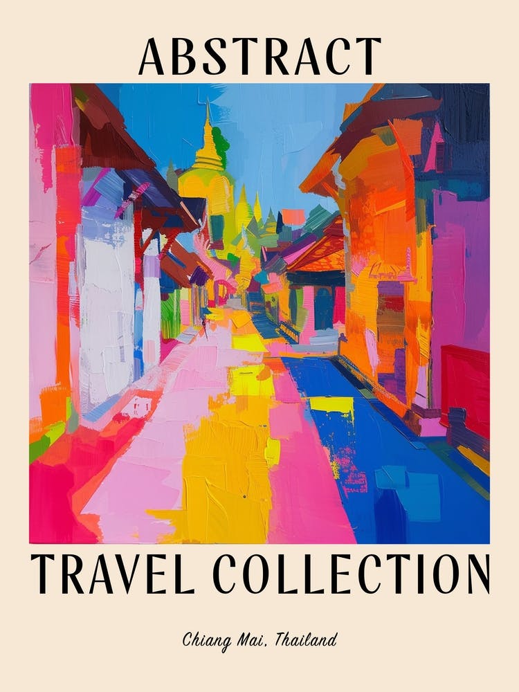 Abstract Travel Collection Poster Chiang Mai Thailand 2