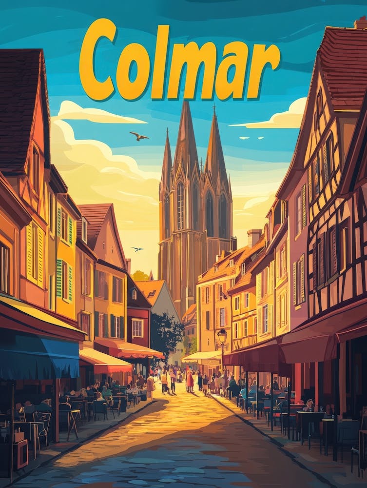 Aihrgdesign A Retro Travel Poster For Colmar Featuring The Go B499e7a8 52fa 474d 8054 Ad8e7b7c826c 2