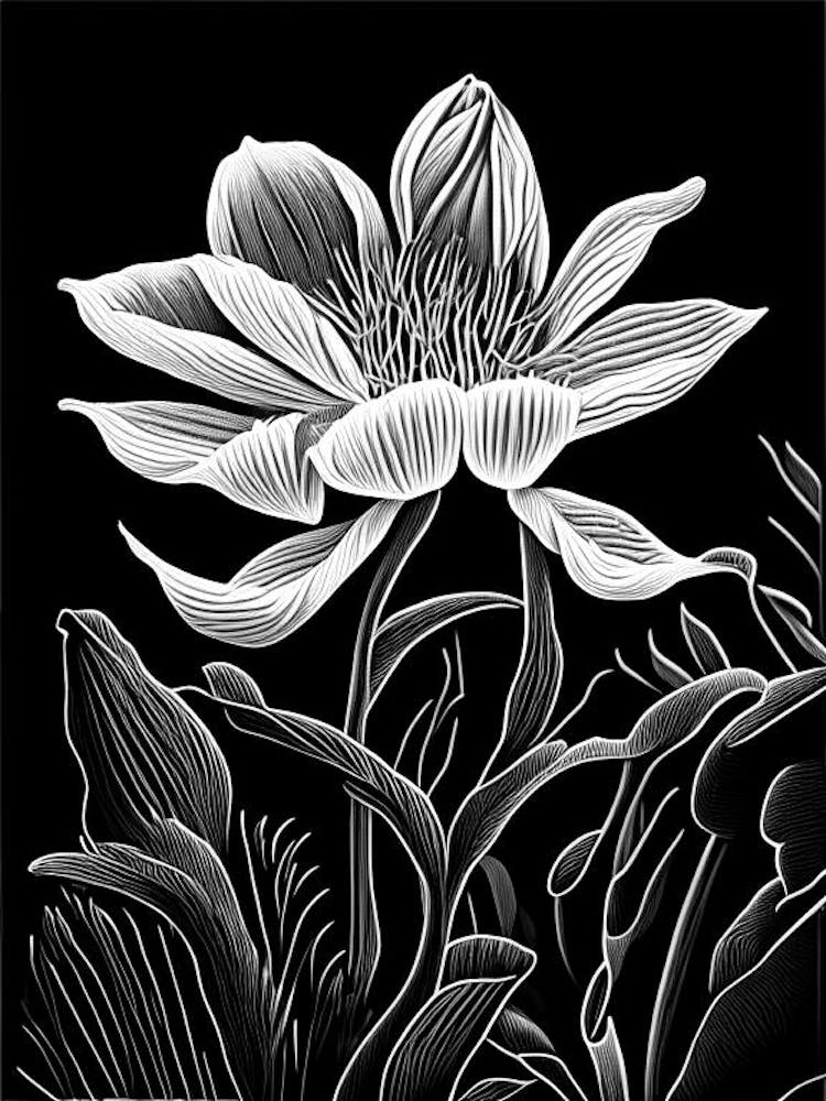 Bloodroot Wildflower Linocut