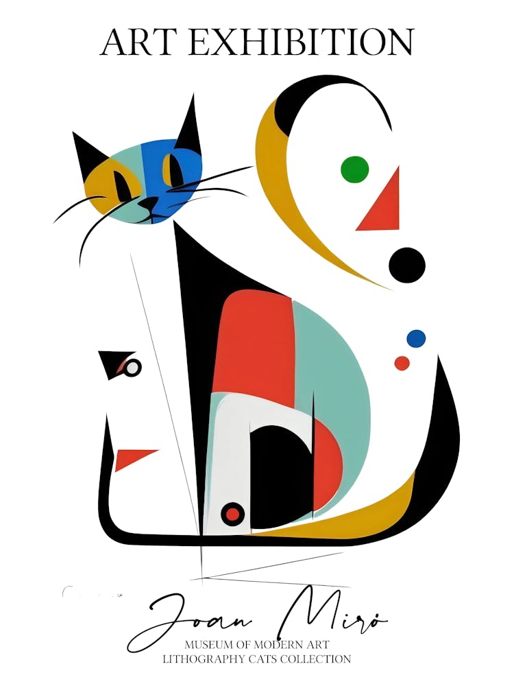 Joan Miro Inspired  Cats Exhibition Poster