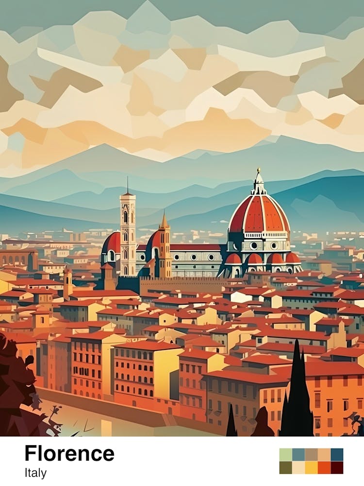 Florence, Italy, Geometric Illustration 2 Poster