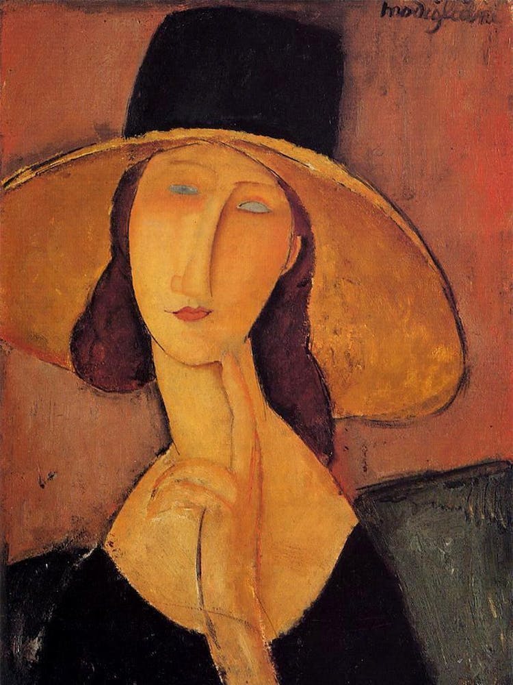 Jean Hebuterne With Large Hat, Amedeo Modigliani Living Room Hallway