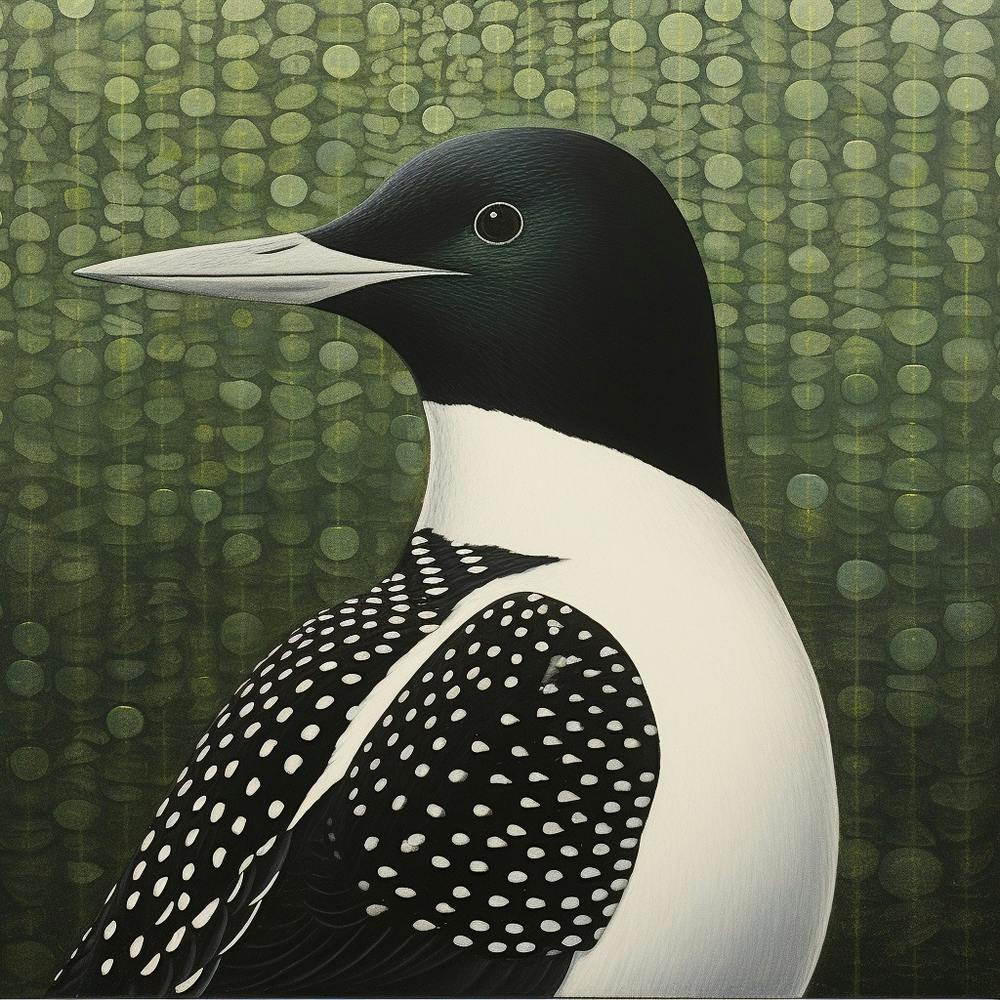 Ohara Koson Inspired Bird Painting Loon 3 Square
