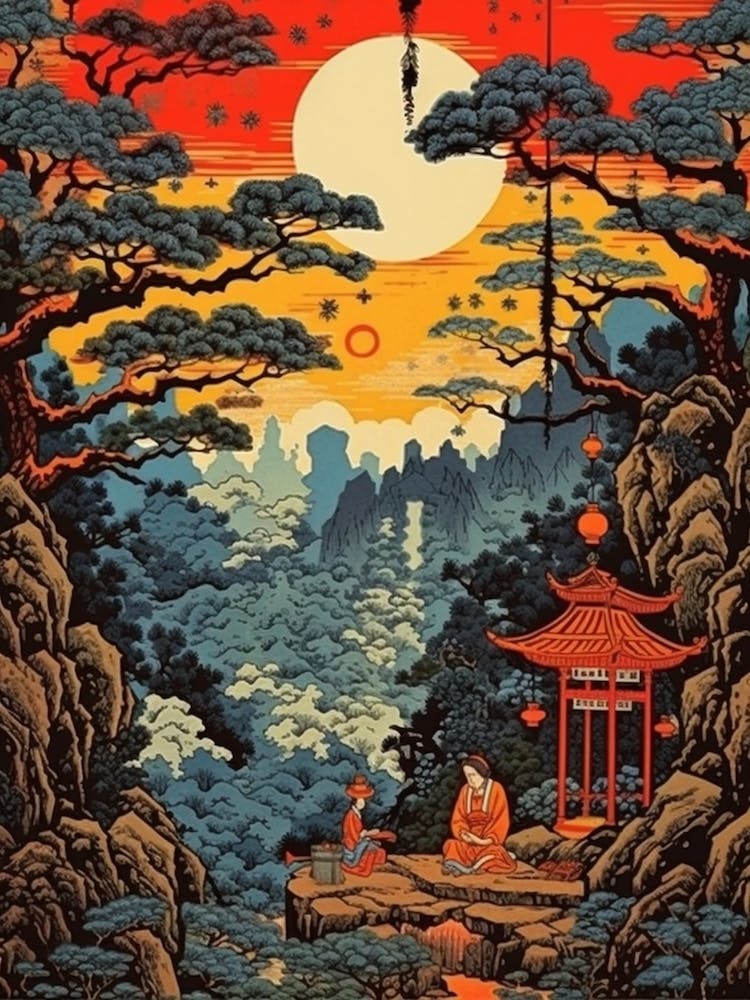 Mount Takao Japan Vintage Travel Art 4