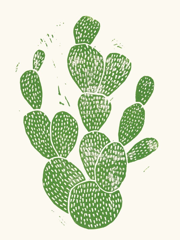 Linocut Cactus in