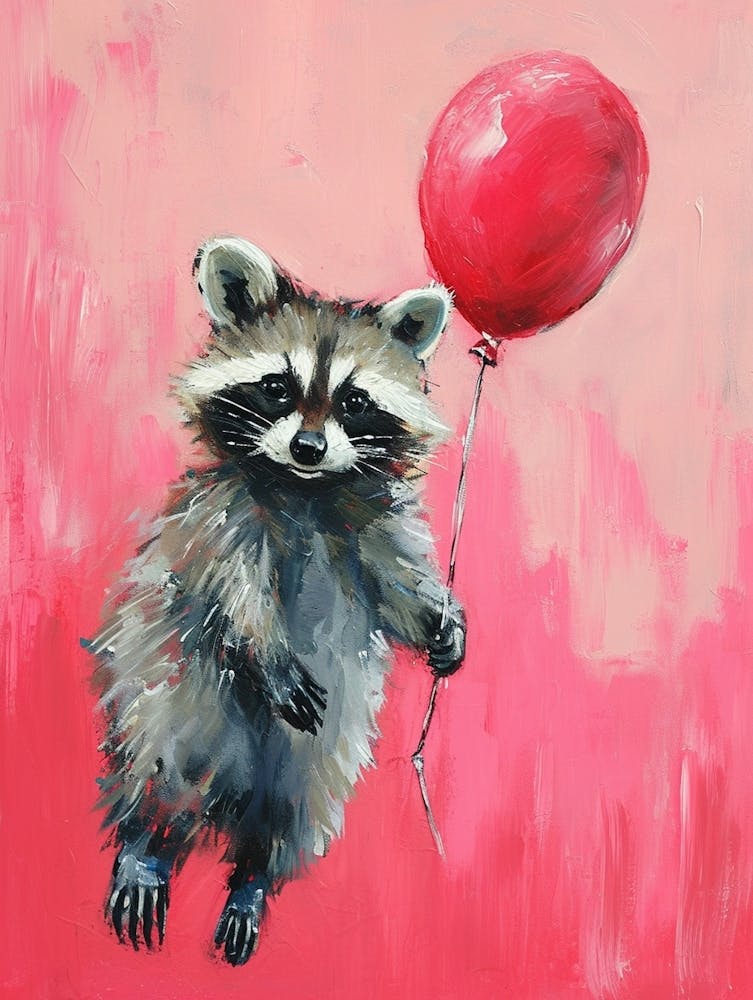 Cute Raccoon 1 With Balloon