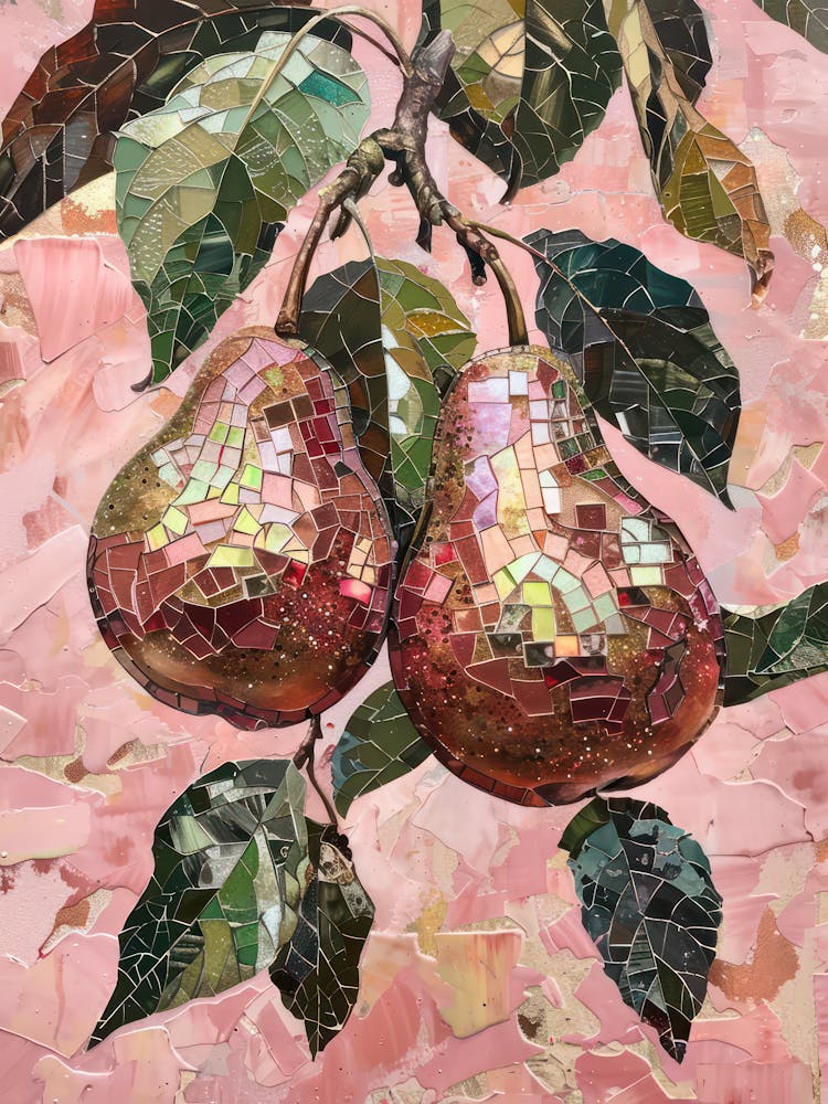 Disco Ball Pears Mosaic Painting Kitchen