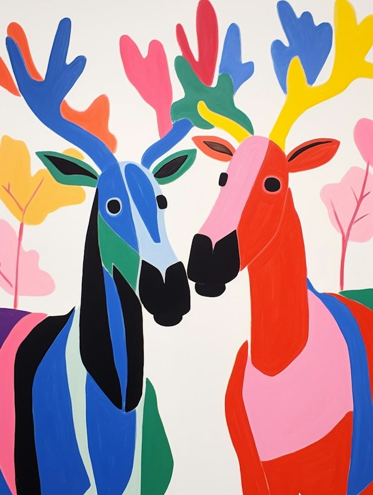 Colourful Kids Animal Art Moose 2