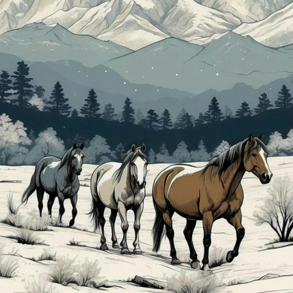 Horses In The Snow