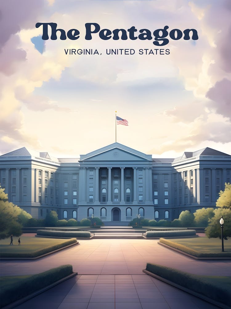 The Pentagon USA Department of Defense Travel Illustration