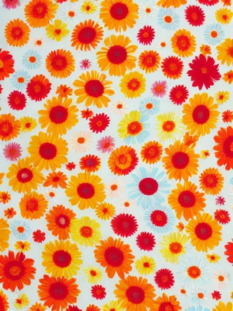 Gerbera Floral Print Warm Tones 1 Flower