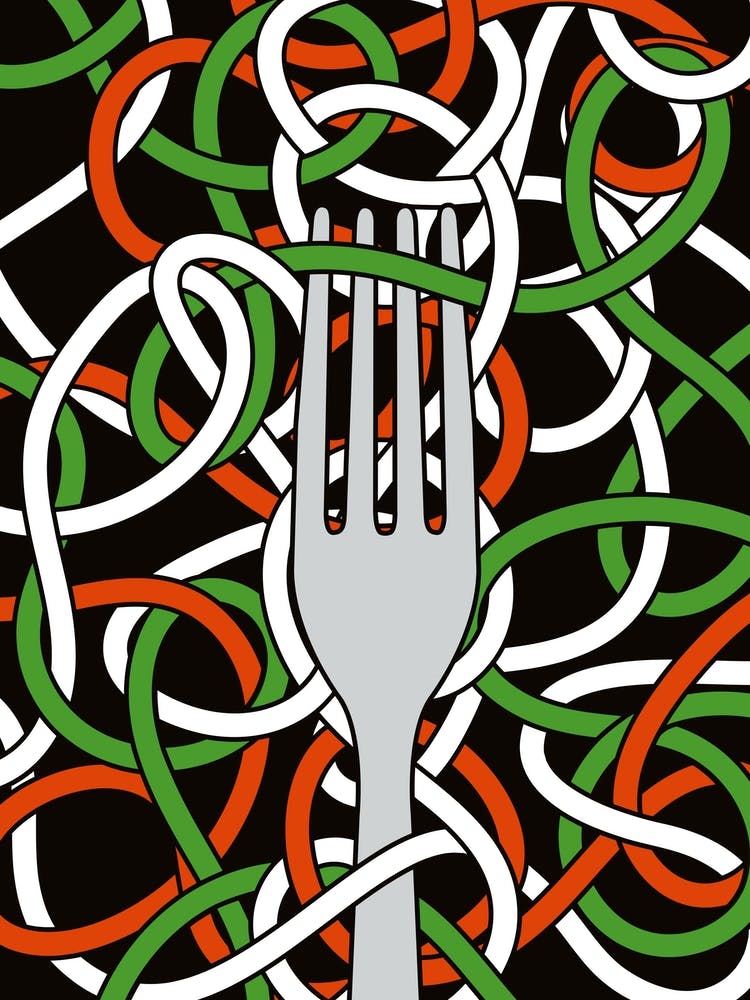 Pasta Love Fork With Spaghetti Italy