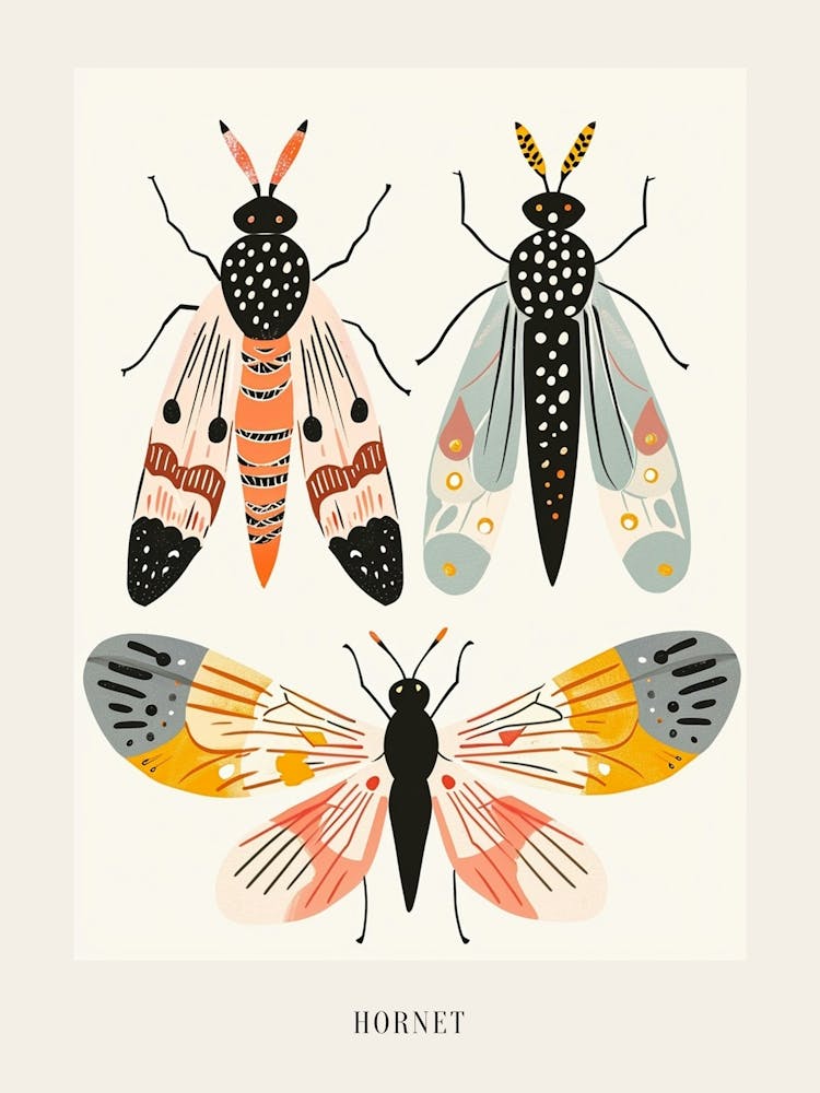 Colourful Insect Illustration Hornet 8 Poster