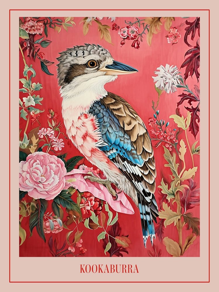 Floral Animal Painting Kookaburra 2 Poster