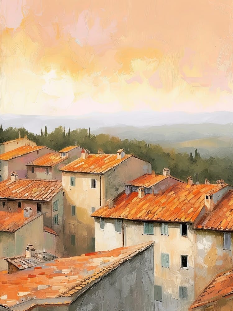 Tuscany Rooftops Morning Skyline 2