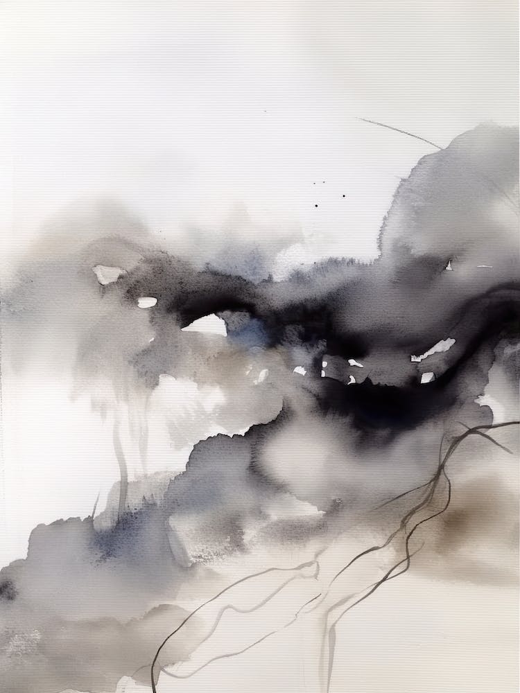 Watercolour Abstract Black And White 3