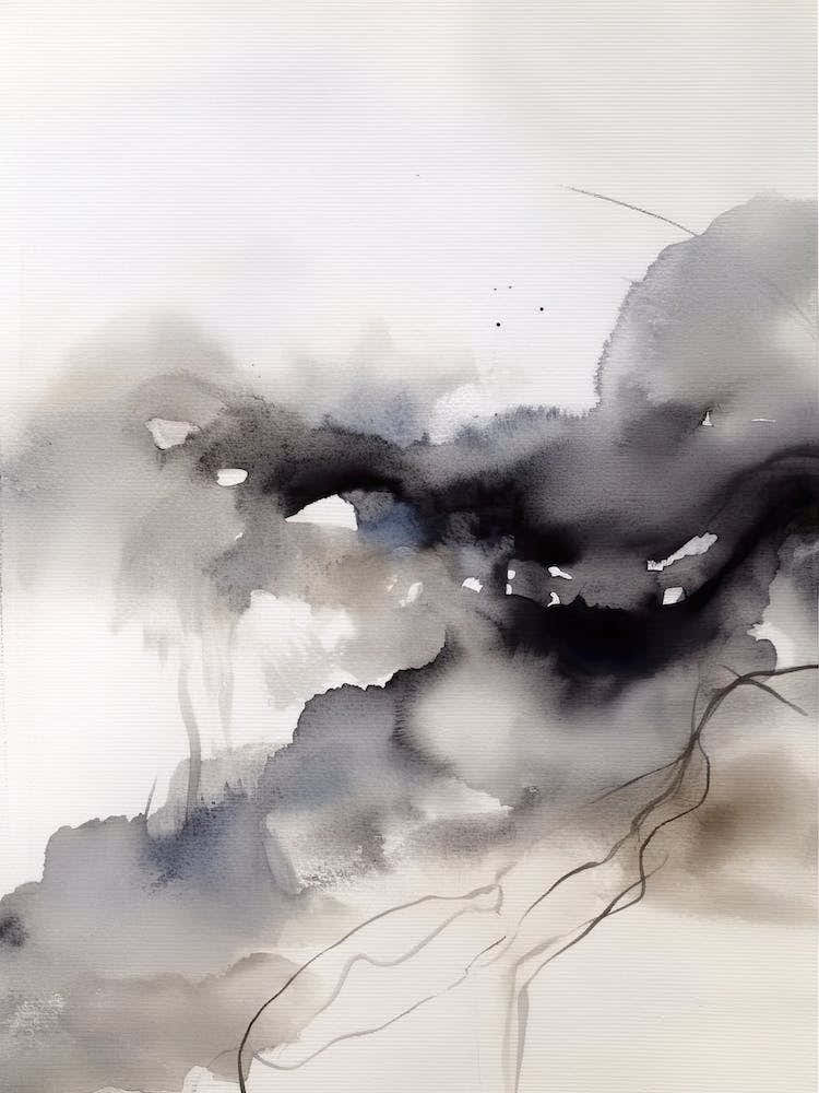 Watercolour Abstract Black And White 3
