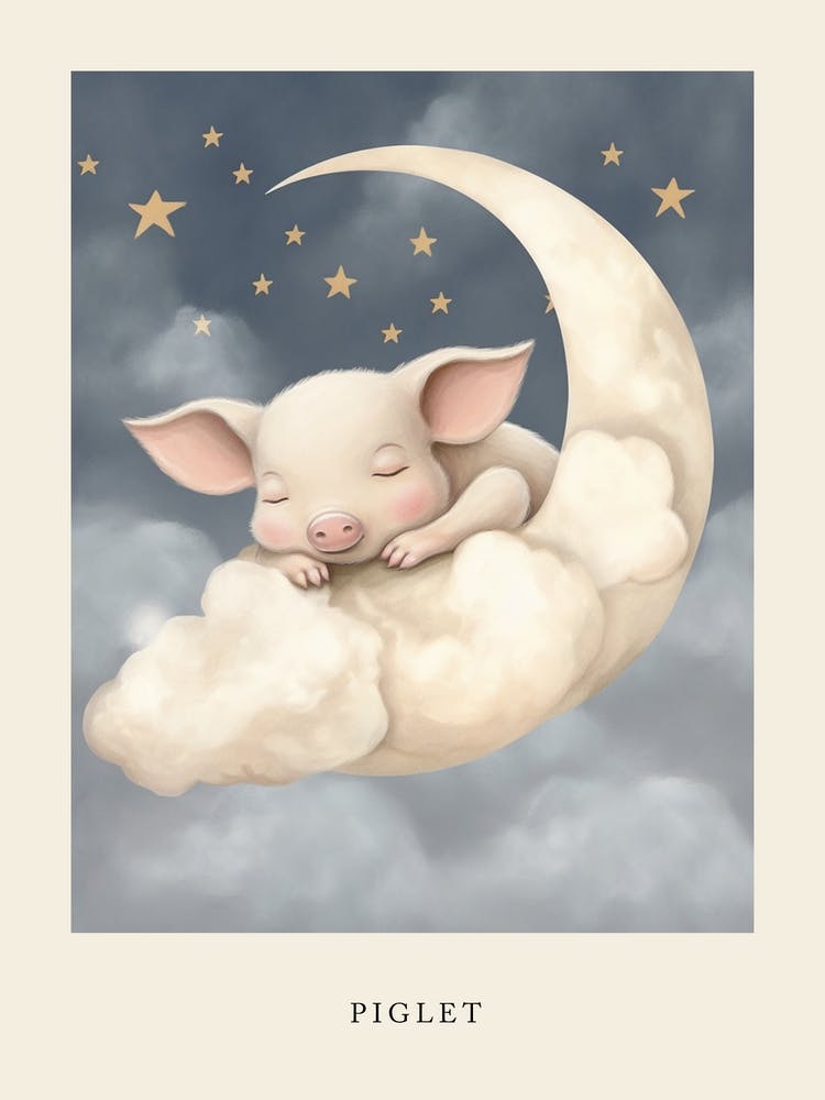 Affiche de Crèche Bébé Porcelet Endormi