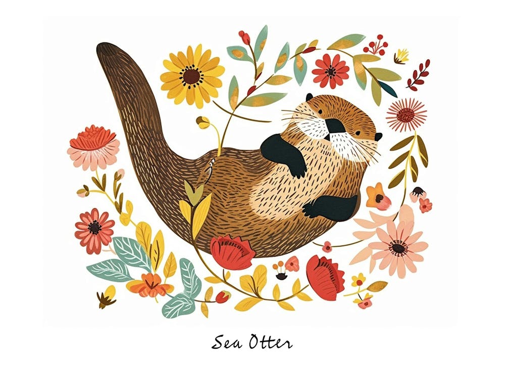 Little Floral Sea Otter 3 Poster