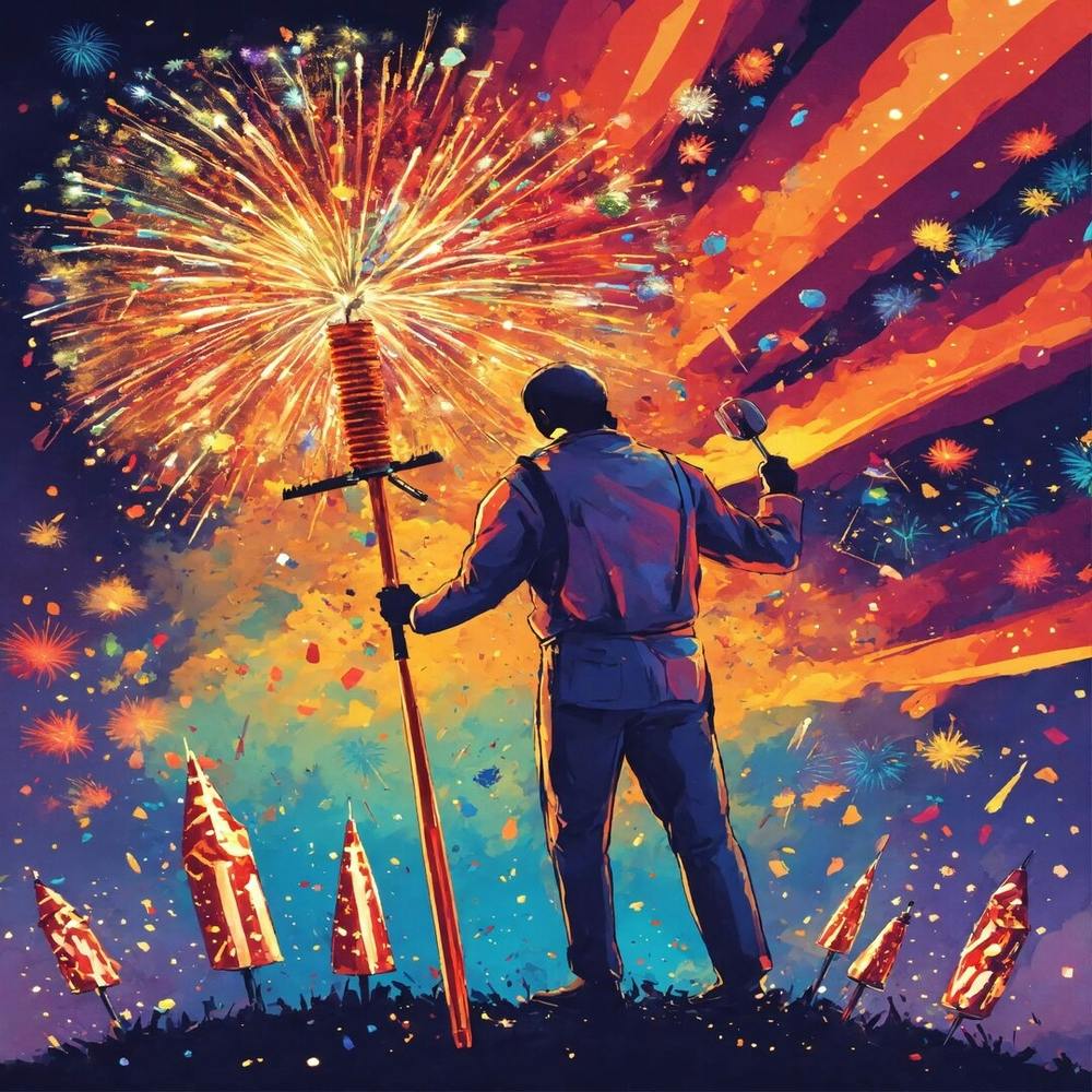 Color Photo of the Best man in play fireworks
