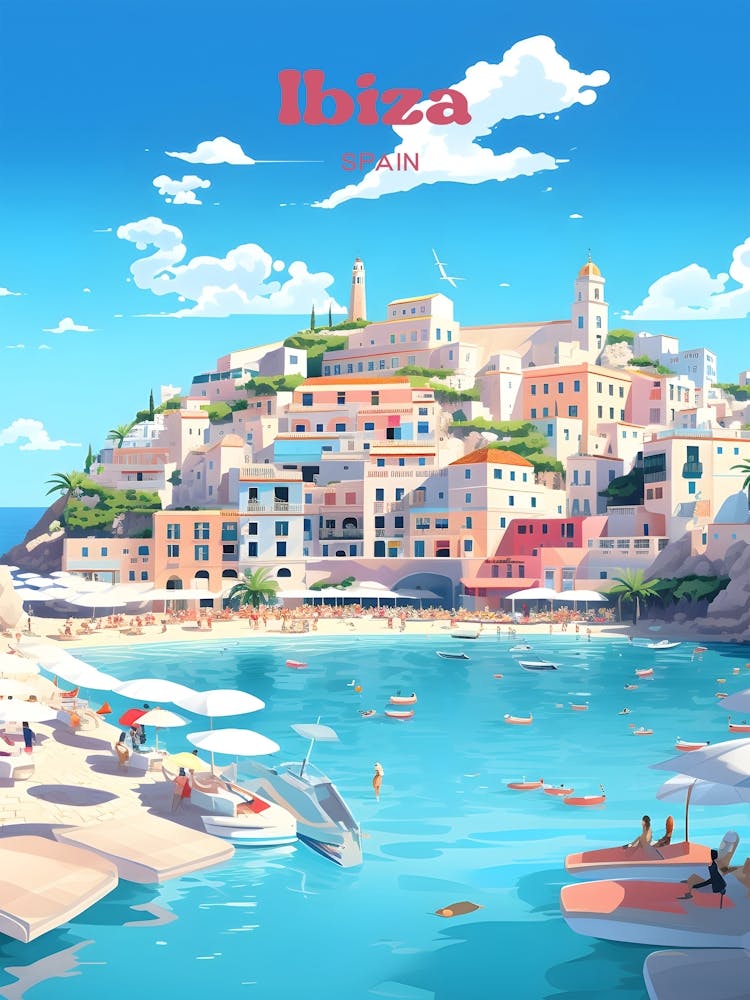 Ibiza Spain Island Vacation Modern Travel Art