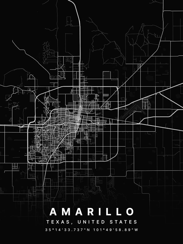 Amarillo United States Black Map