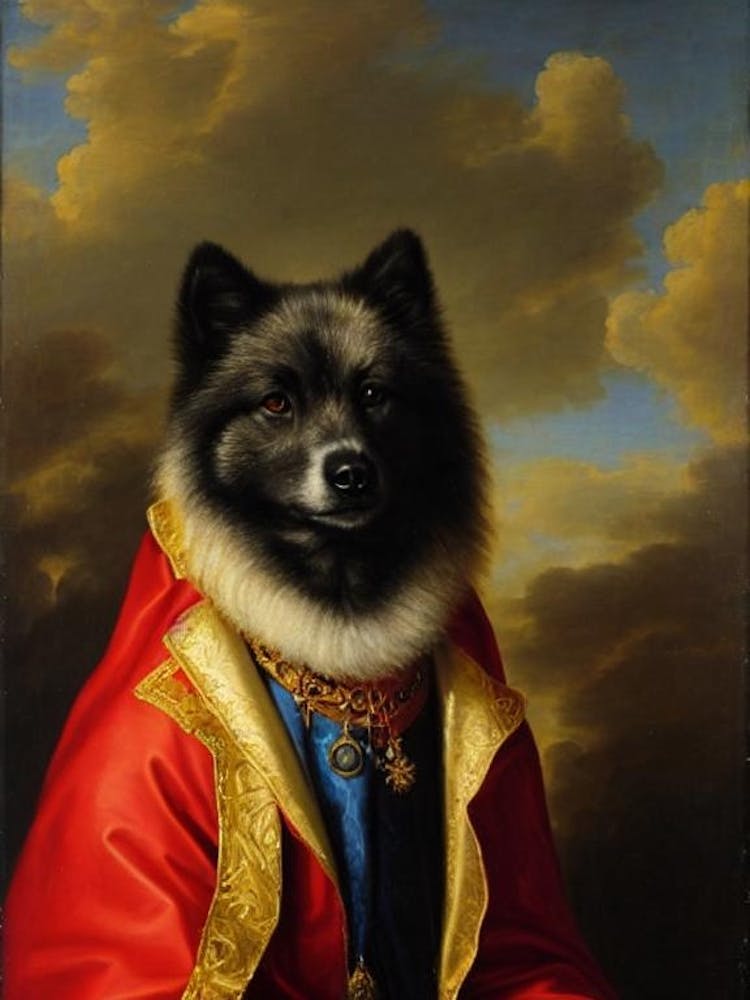 Portrait Renaissance de Keeshond – Peinture à l'huile