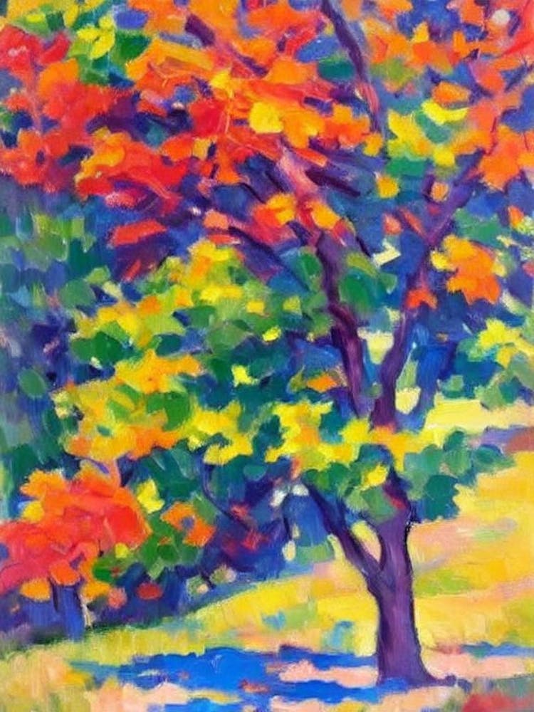 Norway Maple tree Abstract Block Colour