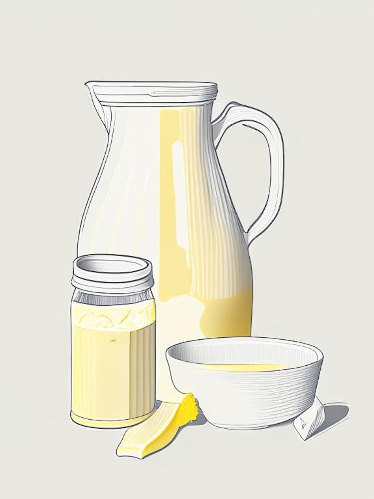 Raw Buttermilk Dairy Food Minimal Line Drawing