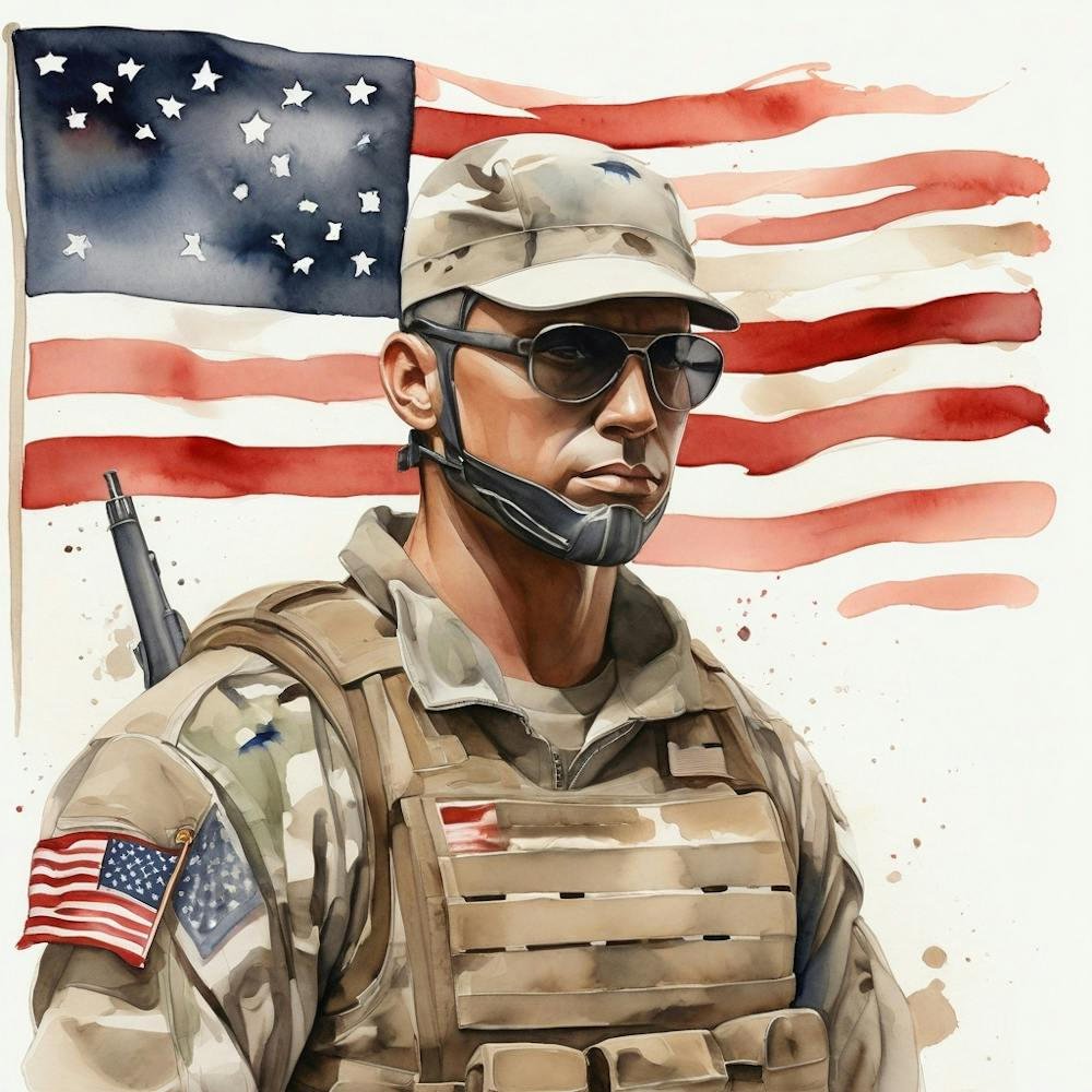 Default Create A Simple Watercolor Of A Soldier With America F 0