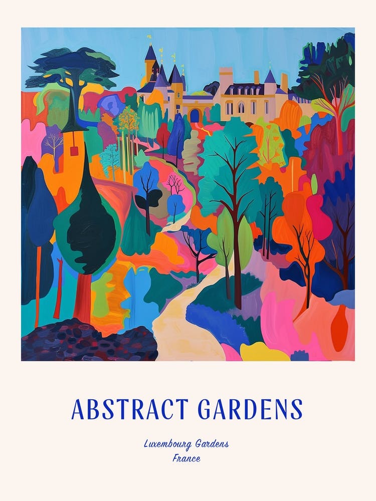 Colourful Gardens Luxembourg Gardens France 3 Blue Poster