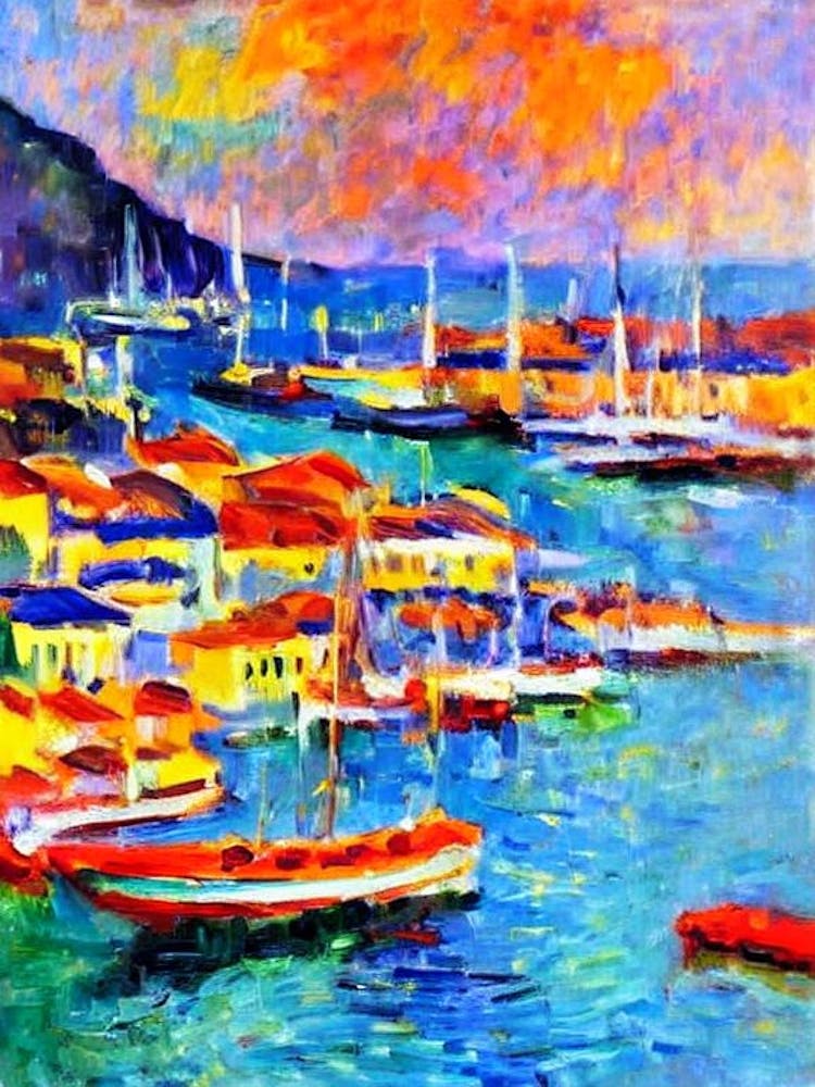 Funchal Harbour Portugal Brushwork Painting harbour