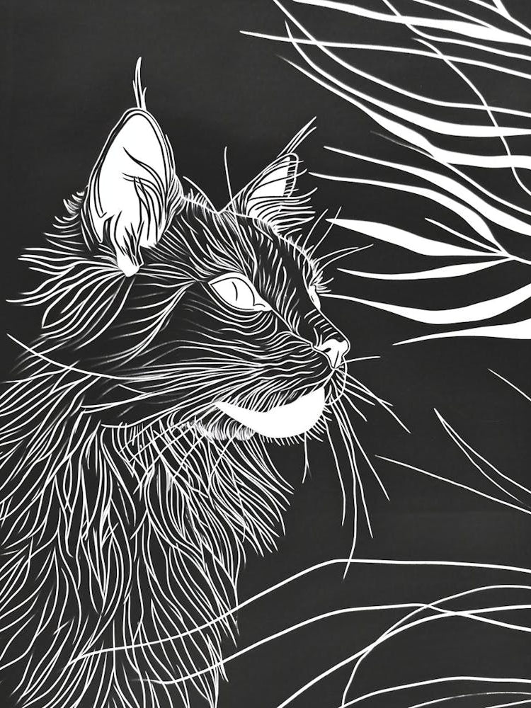 Maine Coon Cat Minimalist Illustration 3
