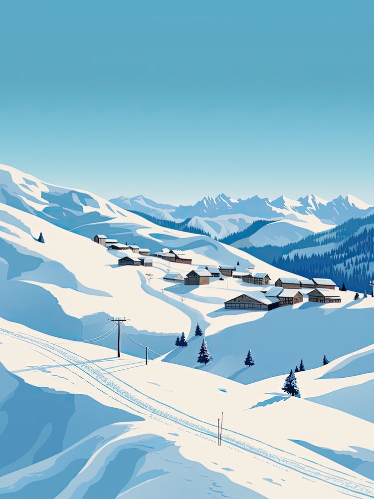 La Plagne   France, Ski Resort Illustration 0 Simple Style