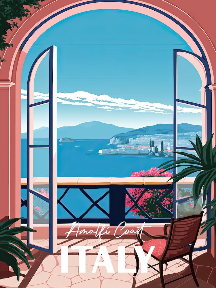 Italy Amalfi Coast Window Travel Poster 4