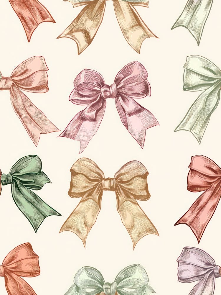 Pastel Rainbow Bow Pattern