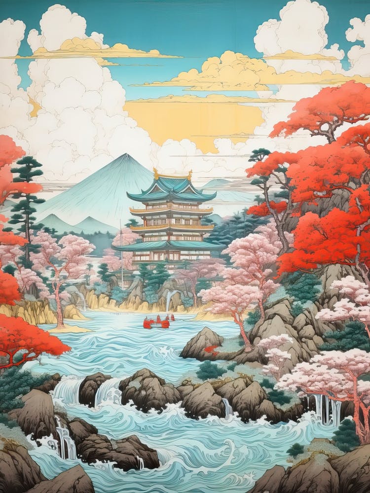 Ise Grand Shrine In Mie, Ukiyo E Drawing 2