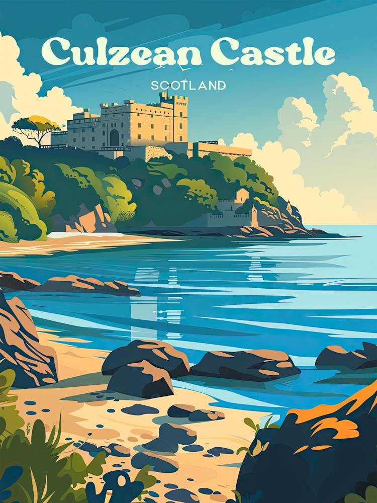 Culzean Castle Scotland Vintage Reiseillustration