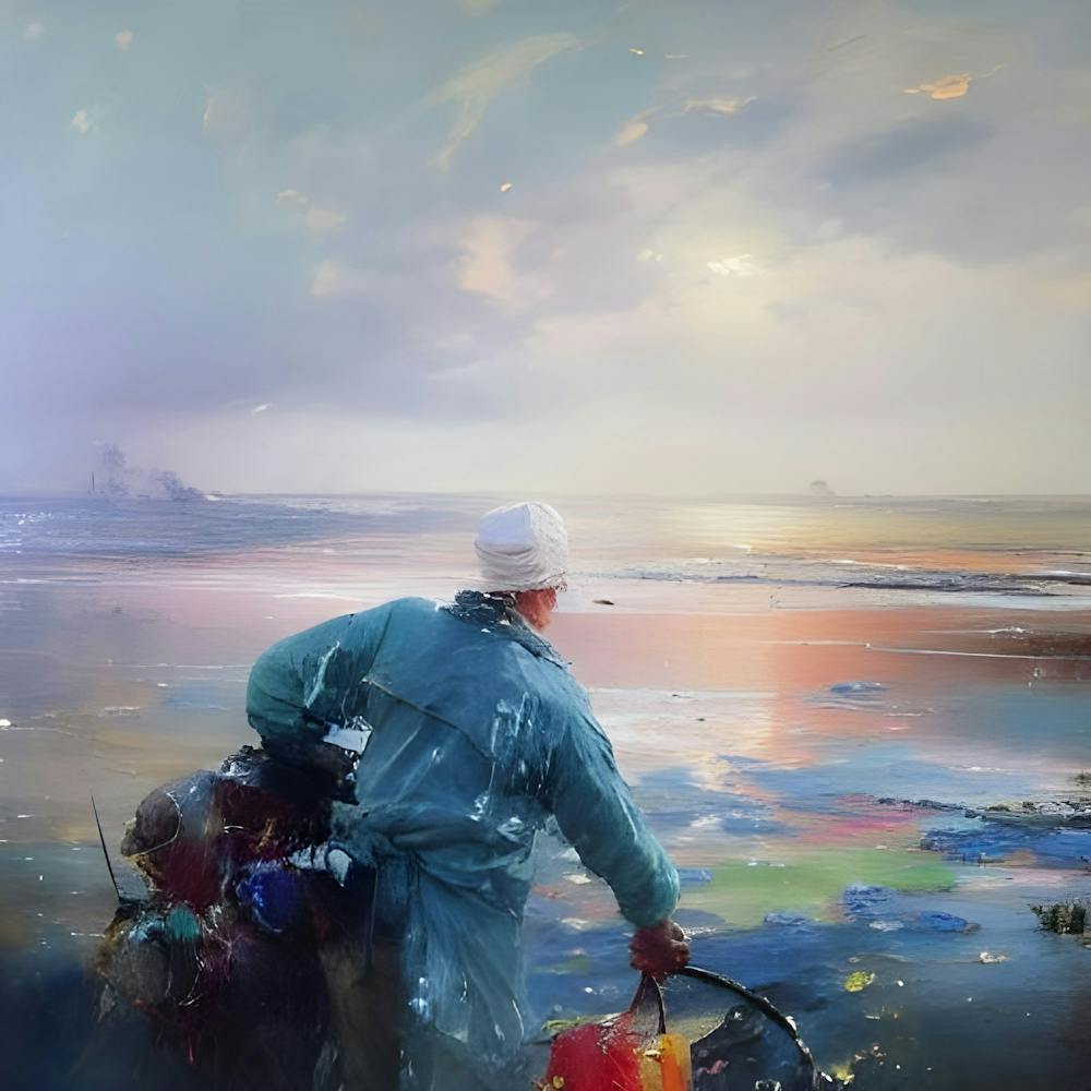 Fisherman On The Beach