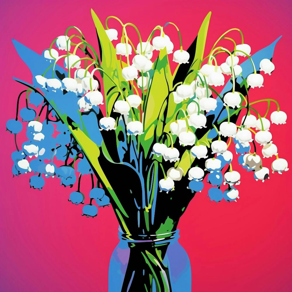 Andy Warhol Style Pop Art Flowers Lily Of The Valley 2 Square